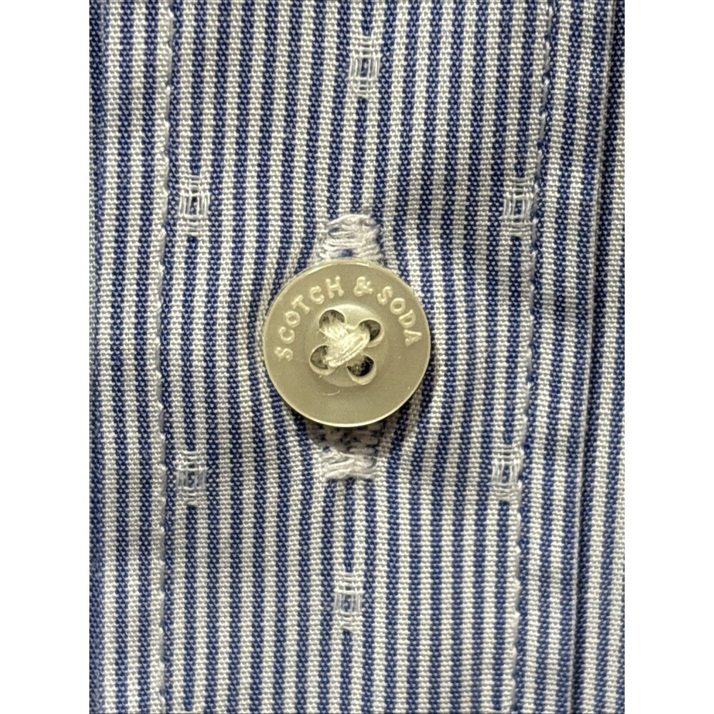 Scotch & Soda My Favorite Dress Shirt L Blue Stripes Long Sleeve Button Up - Picture 2 of 16